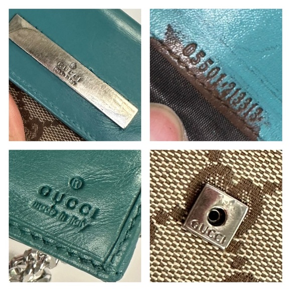 GUCCI GG Aqua Trim Monogram Wallet on Chain w/ auth cert - Picture 8 of 12